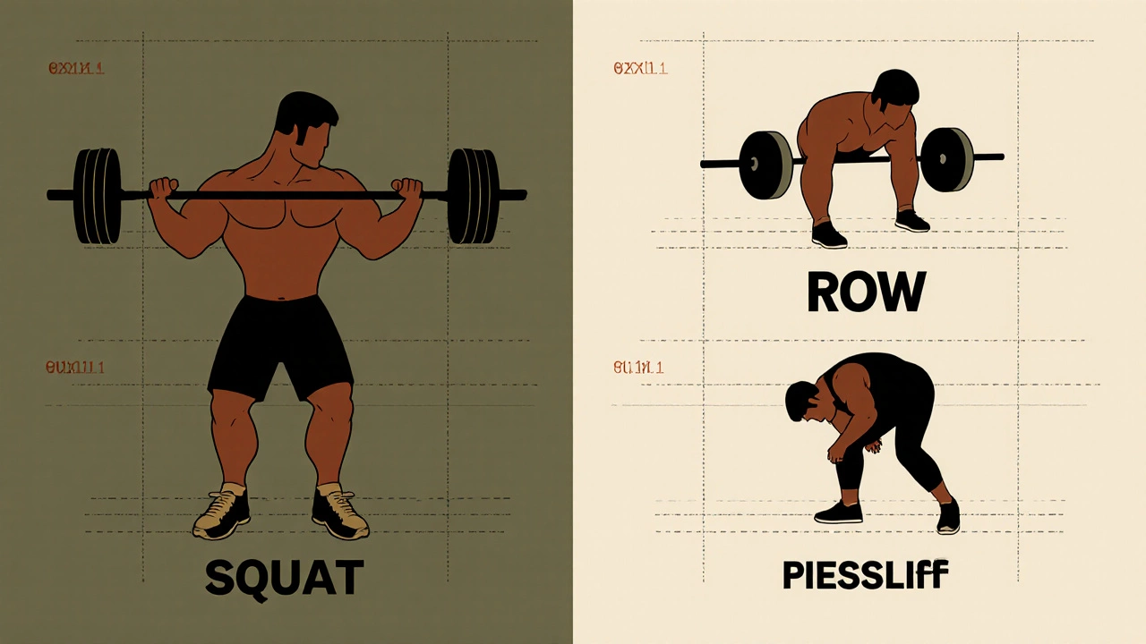 Vintage-style illustration showing two alternating 5x5 strength workouts with compound lifts.