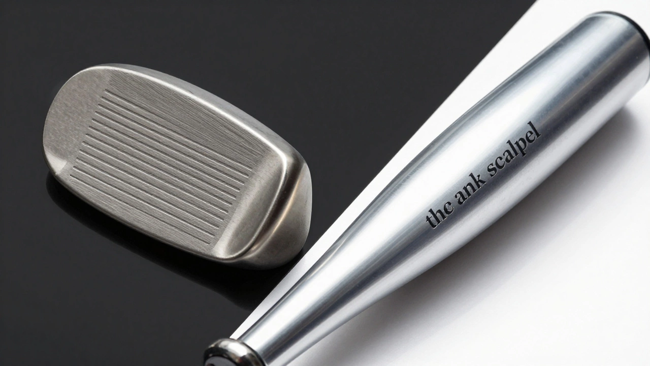 Comparison of a titanium golf club head and a polished aluminum baseball bat.