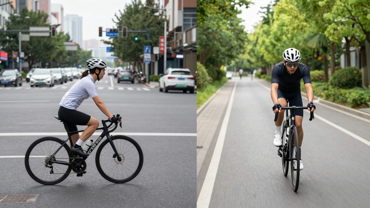 Comparison of urban commuting vs fast suburban bike path cycling