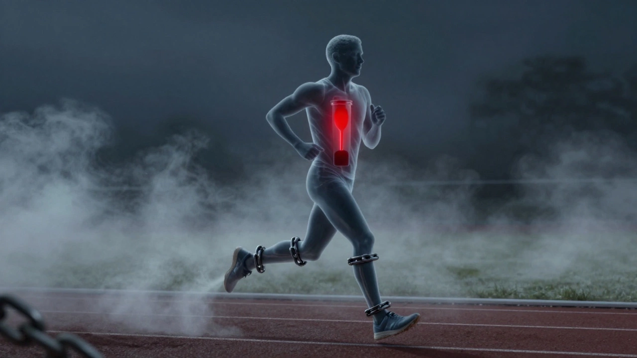 Abstract visualization of glycogen depletion and fatigue in a runner