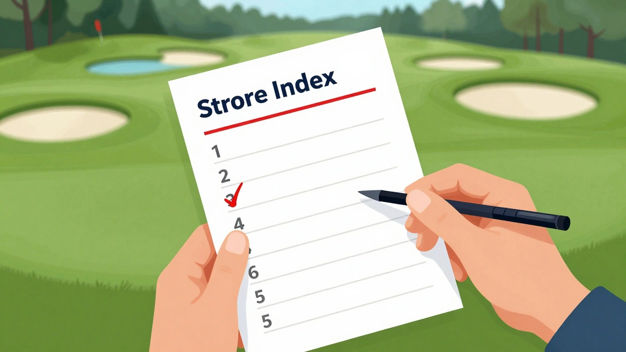 Scorecard highlighting top 5 difficult holes for handicap
