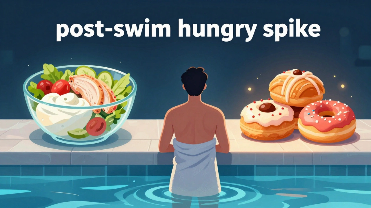 Swimmer choosing healthy protein over sugar post-workout