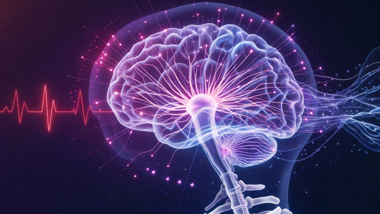 Abstract brain with illuminated neural pathways