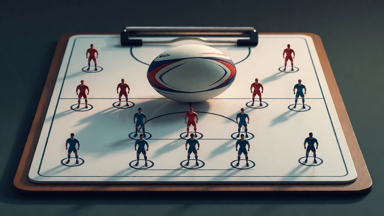 Conceptual image of a rugby ball with icons representing the 23-player squad.