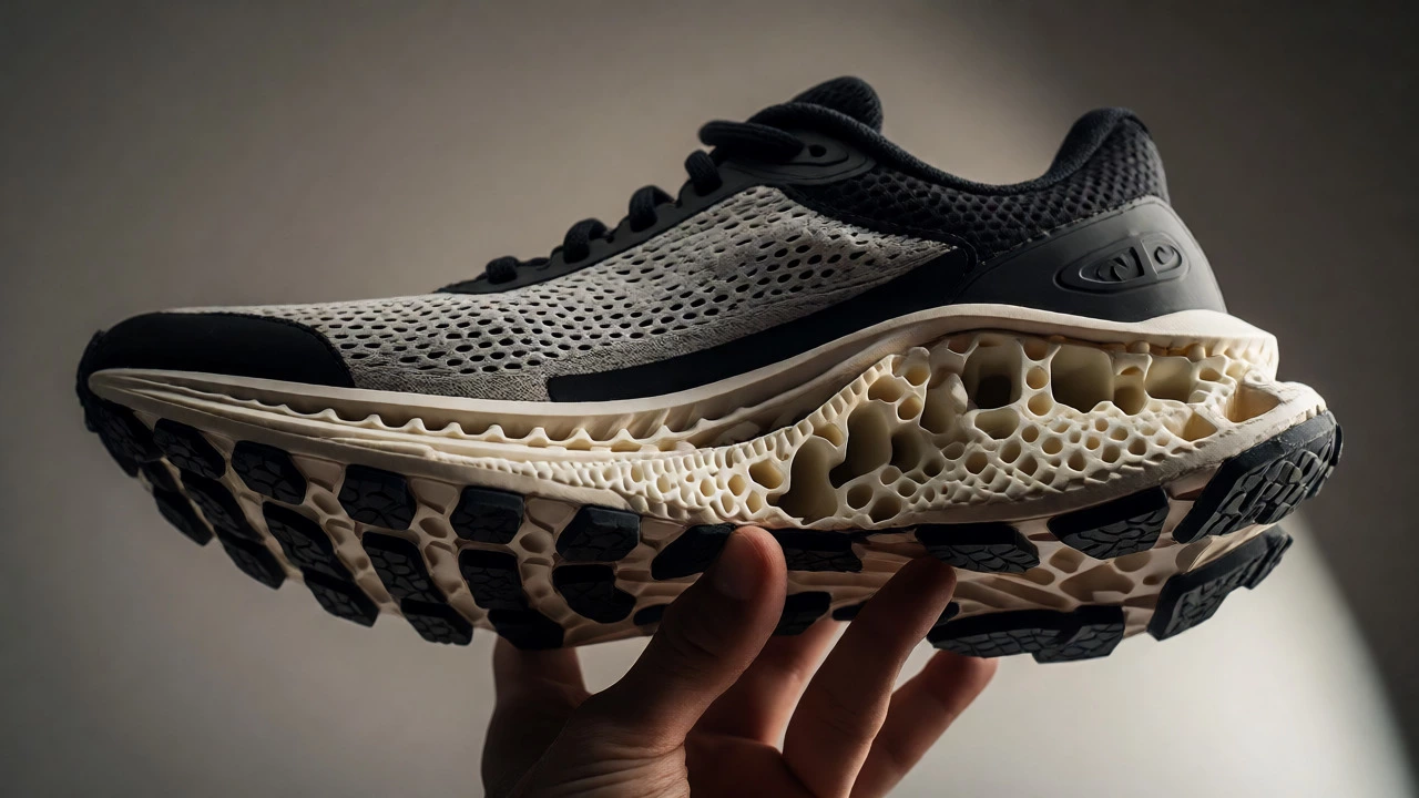 Macro shot of compressed foam sole showing wear and loss of bounce