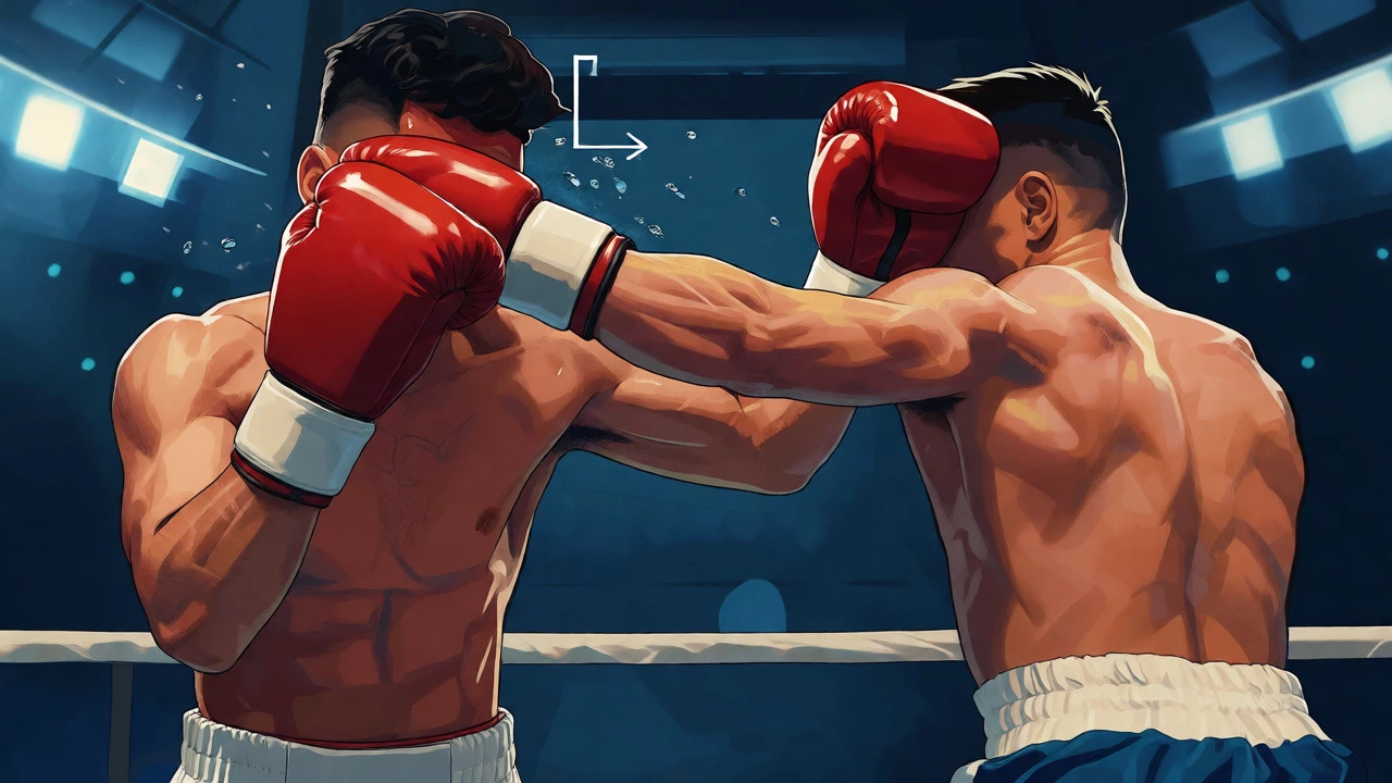 Boxer delivering a tight hook to temple