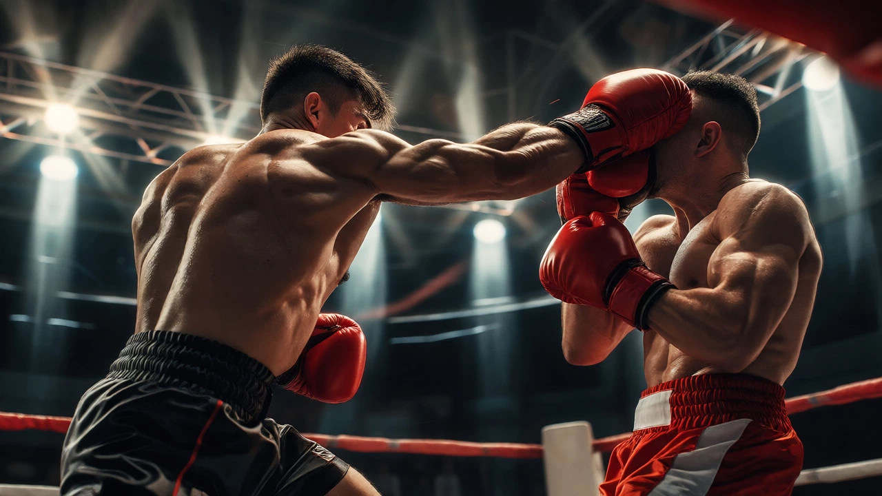 Powerful cross punch landing on chin